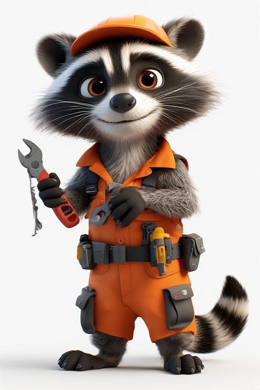 An AI generated pic of a Racoon dressed as a Gas engineer